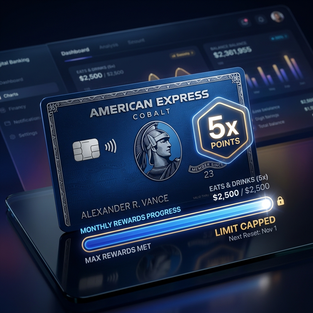 Visual representation of credit card rewards hits spending limit cap