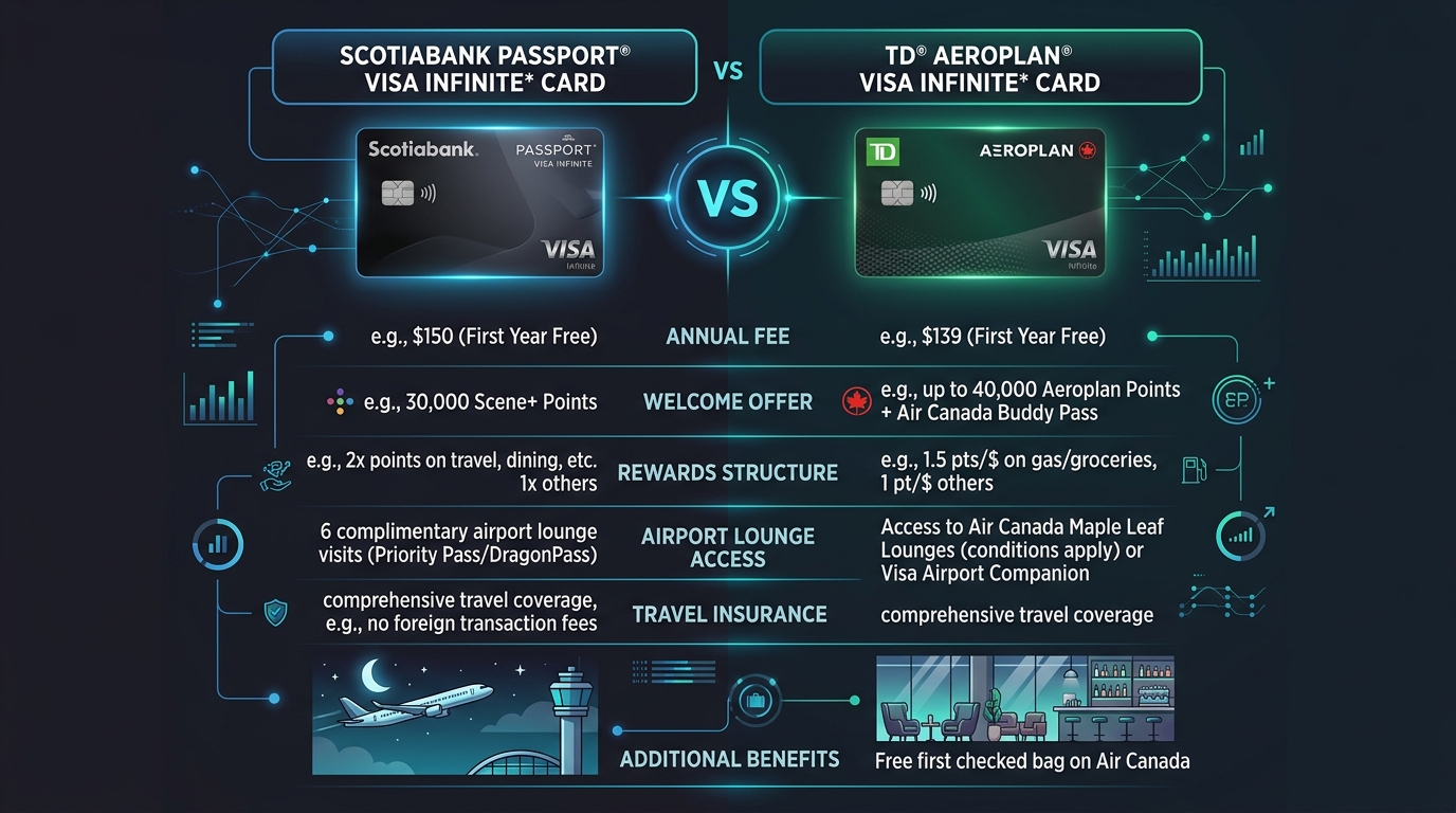 Scotiabank Passport Visa Infinite vs TD Aeroplan Visa Infinite comparison graphic